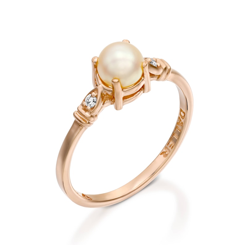 pearl vintage ring Diamond Pearl Gold Ring 14k gold pearl ring White Pearl Ring Pearl Wedding Ring pearl engagement ring rose gold