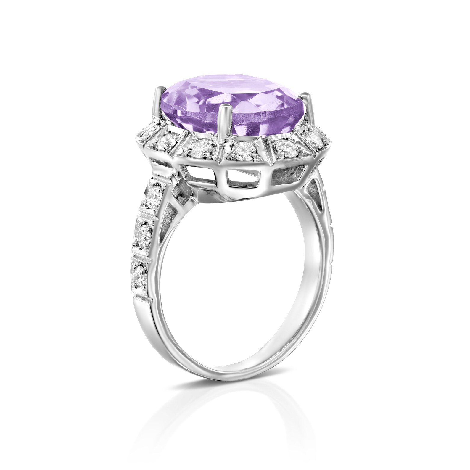 Oval Engagement Ring Gemstone Engagement Ring 14x12mm Amethyst Ring 14k