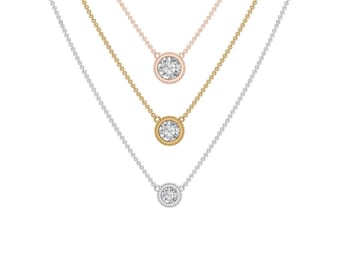 Diamond solitaire necklace,diamond necklace,diamond bezel,Dainty Diamond Solitaire Necklace,Diamonds by the yard necklace