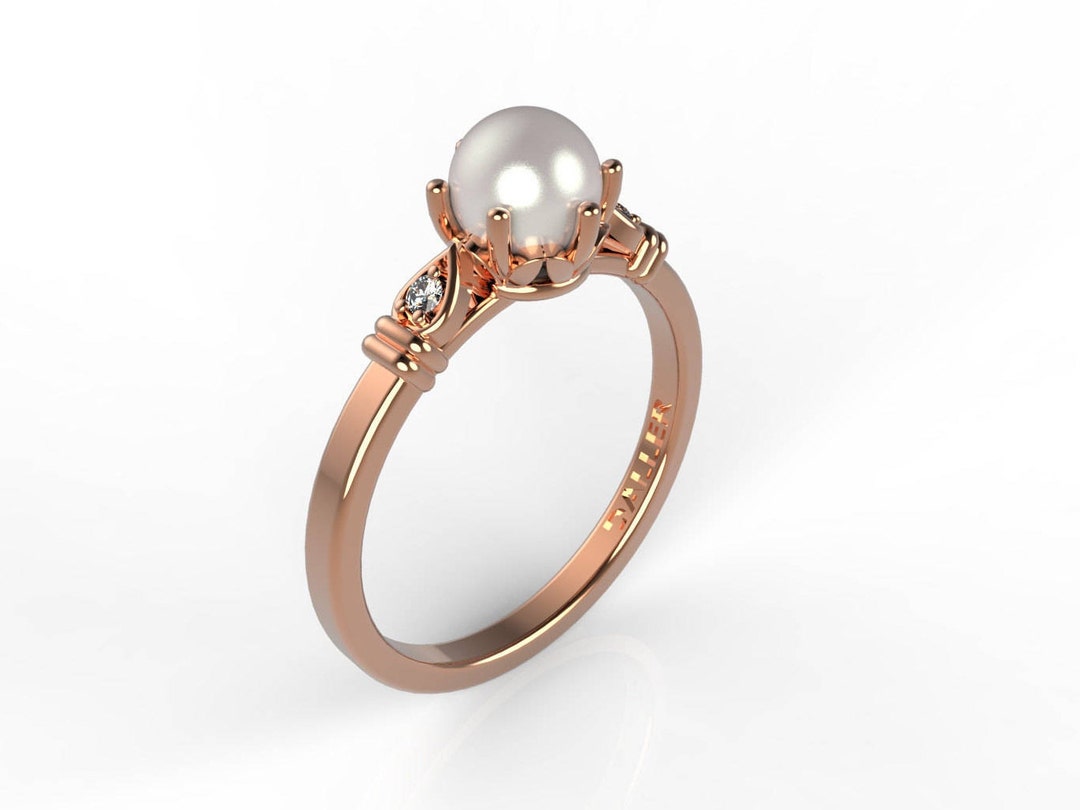 Pearl Ring Pearl Promise Ring Pearl Engagement Ring Rose Etsy UK