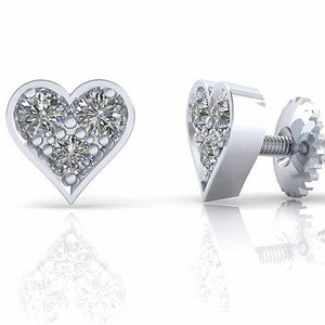 Diamond stud Earrings ,Diamond Bezel Studs,Heart Diamond Earrings ,Solitaire Diamond Earrings, Set of Diamond Bezel Studs , love earrings