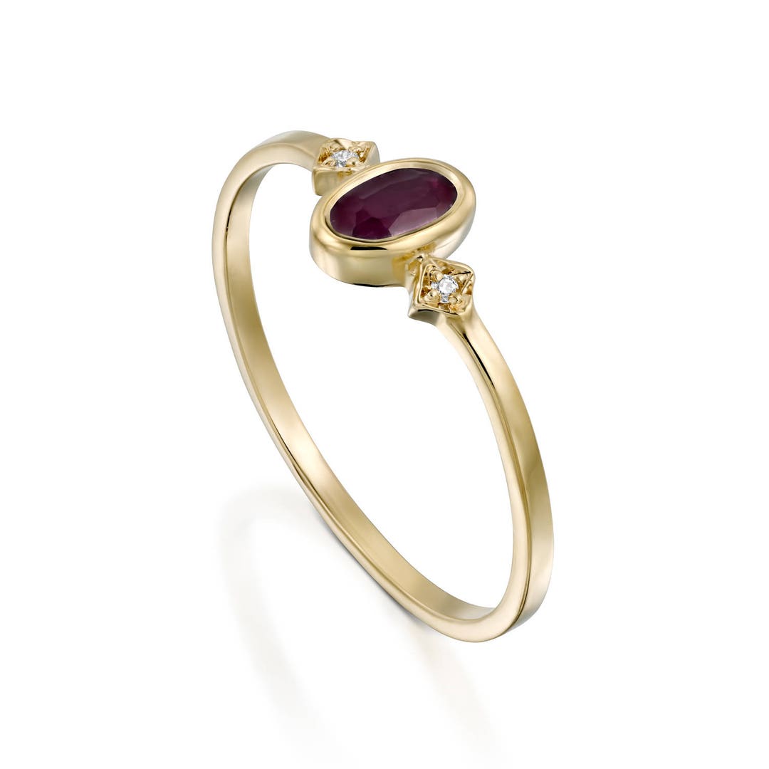 gold ruby ring stackable gold ring july ring natural... Ruby Ring Yellow Gold, July Birthstone Ring, Dainty Ruby Ring, Ruby 14k ...