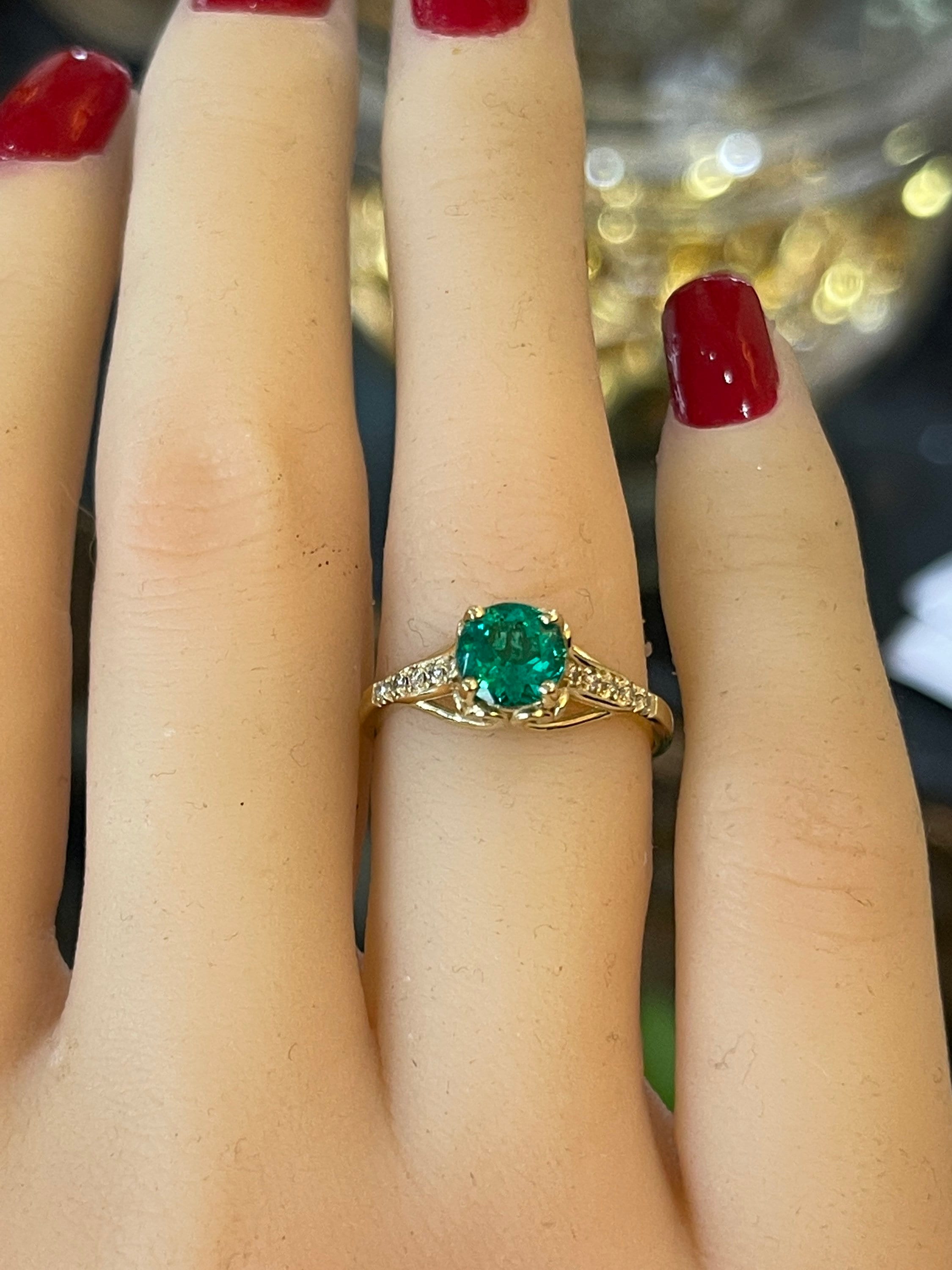 Lab grown emerald engagement ring 6.5mm 1ct Green grown Etsy