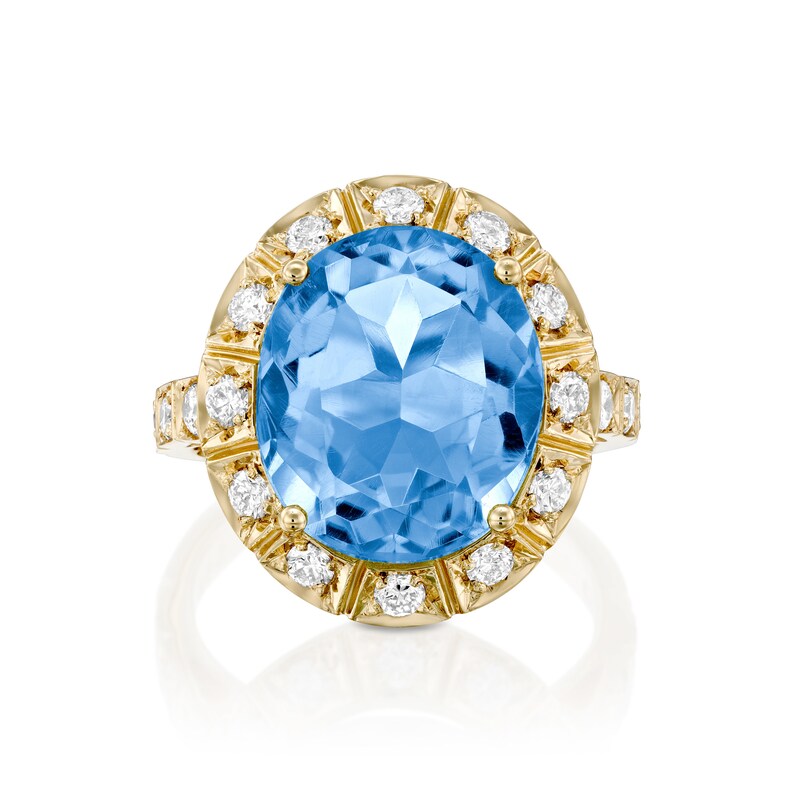 Oval Engagement Ring Gemstone Engagement Ring 14x12mm Blue Etsy