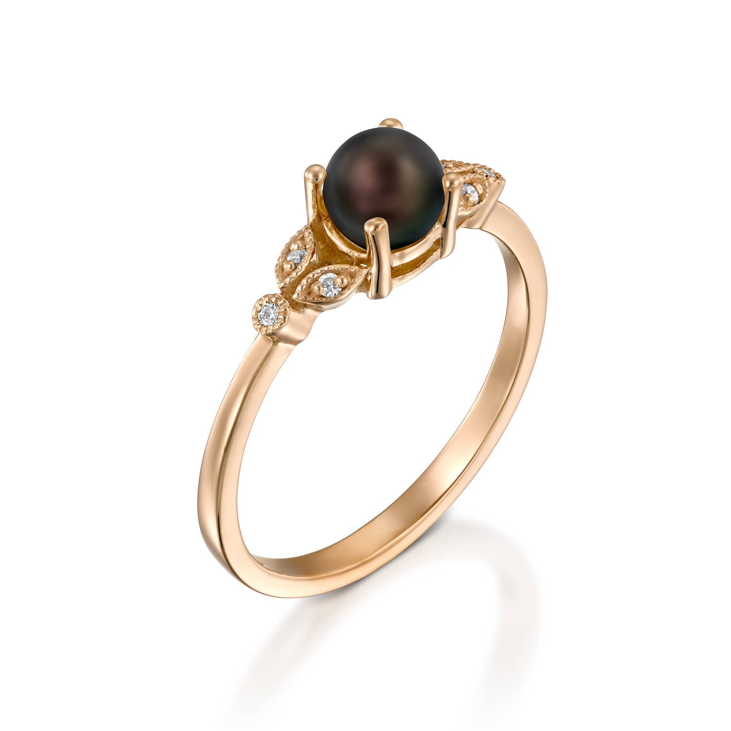 Macy's Tahitian Pearl (9mm) and Diamond Ring (1/6 ct. t.w.) in 14k White  Gold | Hawthorn Mall