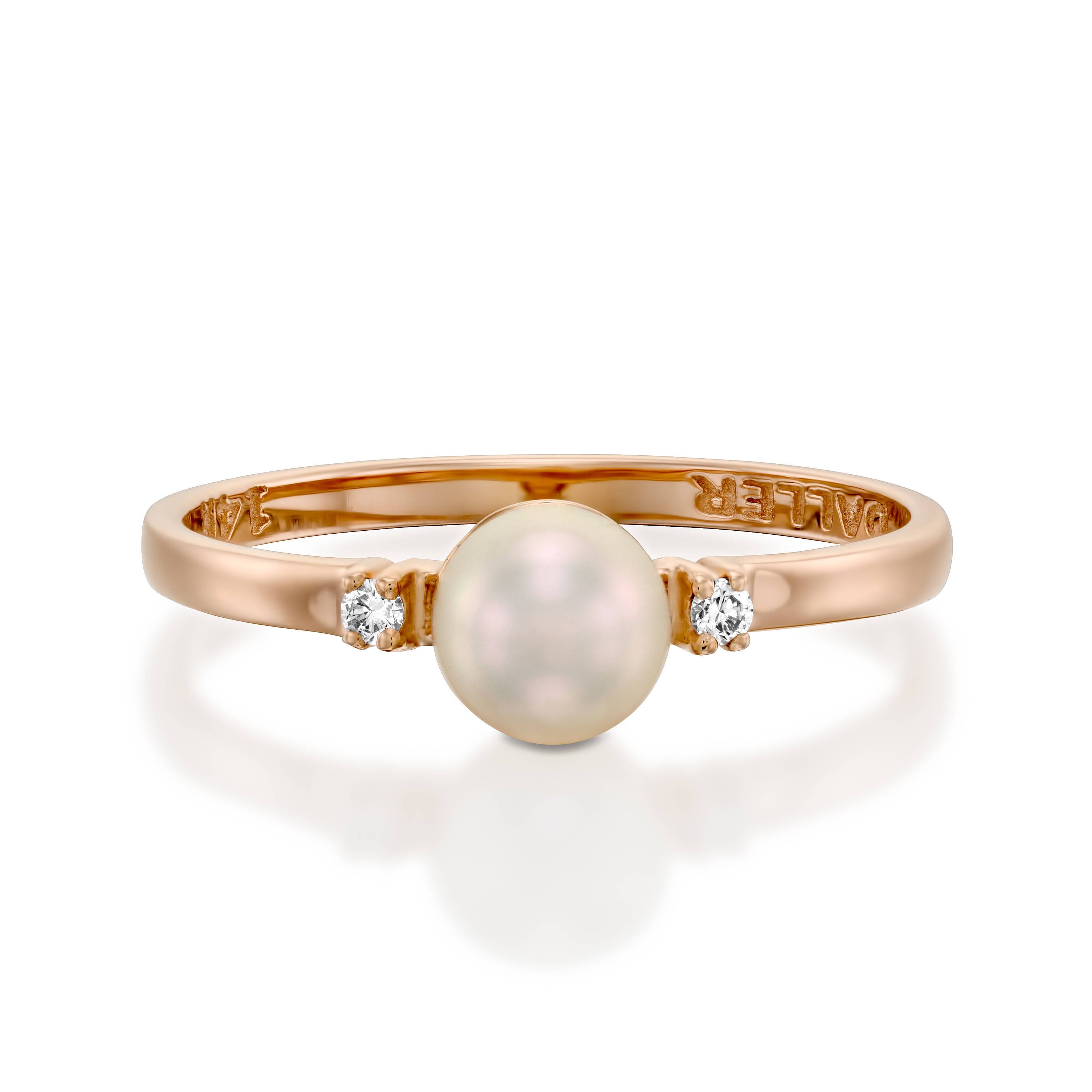 Pearl Diamond Ring White Pearl Engagement Ring June - Etsy