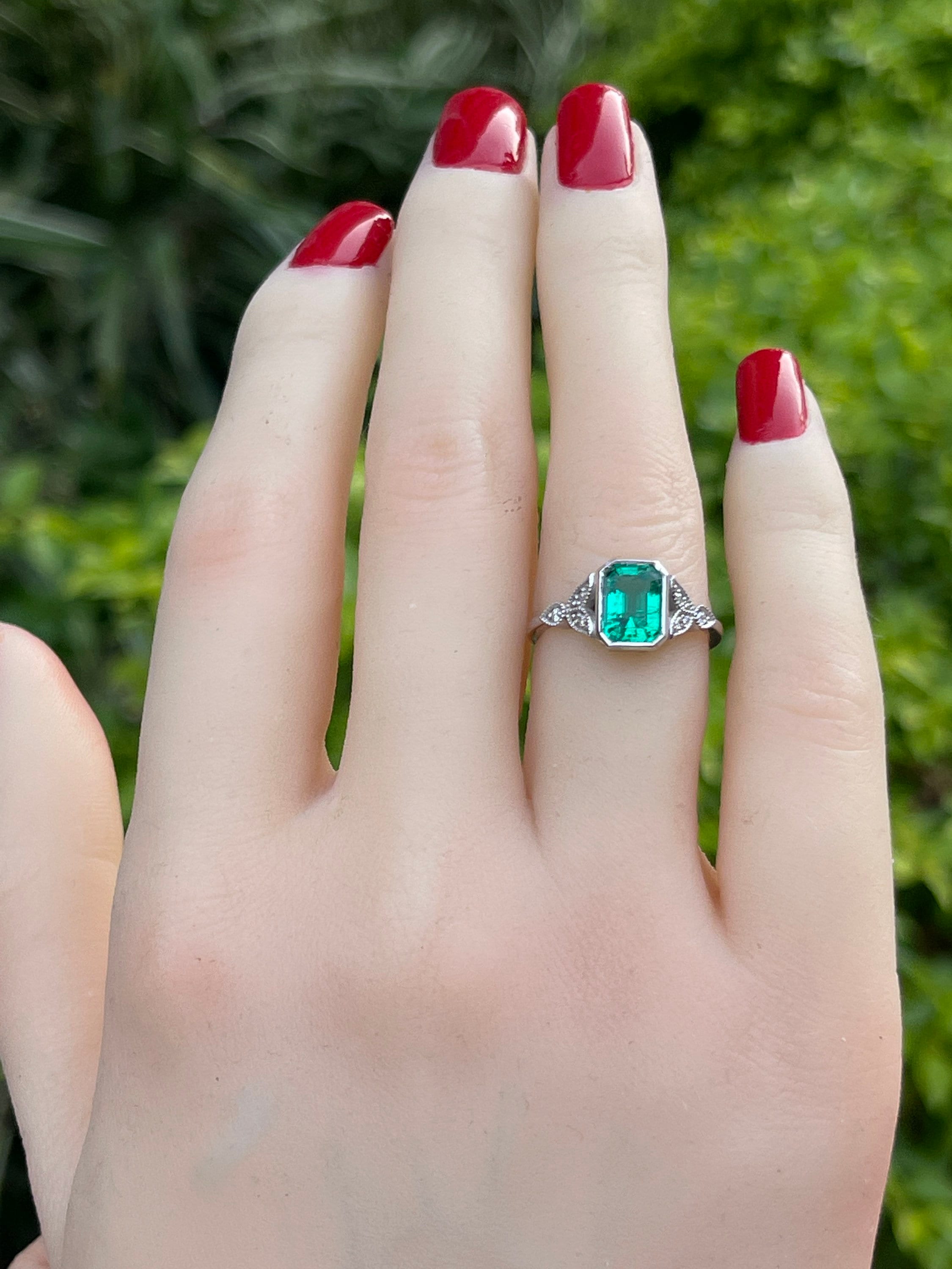 Emerald Cut Engagement Rings Lab Grown Emerald 1.2ct 8x6mm Etsy