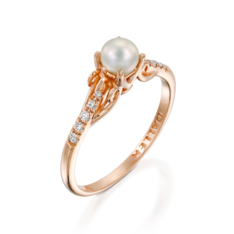 Pearl Engagement Ring Rose Gold Pearl Wedding Ring Pearl Etsy