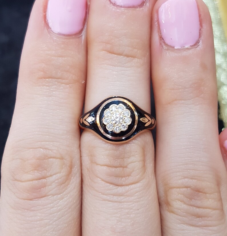 Vintage Statement Ring 14K Yellow Gold Diamond Statement Ring Etsy