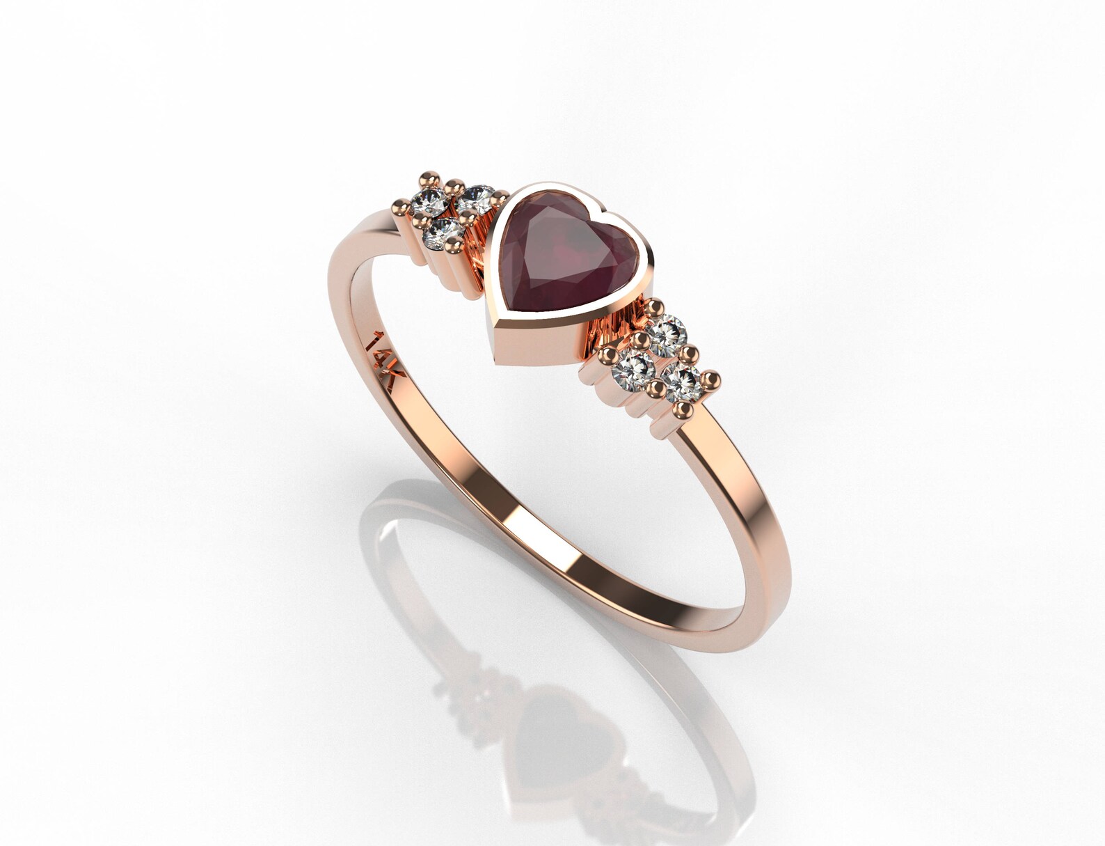 Genuine Ruby Rring Heart Ruby Tiny Diamond Ring Love Gift Idea - Etsy