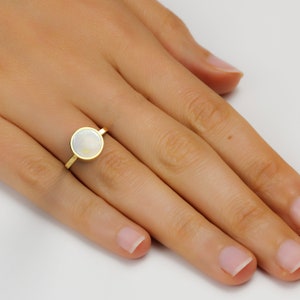 Opal ring, Solitaire Opal Ring, Gold Opal Band, October Birthstone Ring, Stacking gold Ring, 14k gold ring, tiny genuine opal ring, Mom Ring