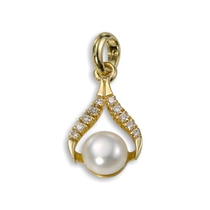 Pearl necklace, Pearl and Diamond, halo pendant necklace, June Birthstone, Bridal Necklace, Diamond Pearl Necklace, 14K Pearl Necklace
