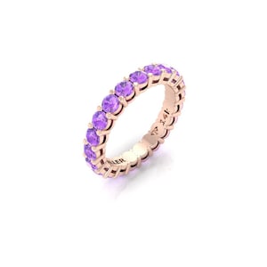 Amethyst Engagement Ring, Rose Gold Amethyst ring, Amethyst Diamond Ring, Amethyst Eternity Ring, Amethyst Full Eternity Band