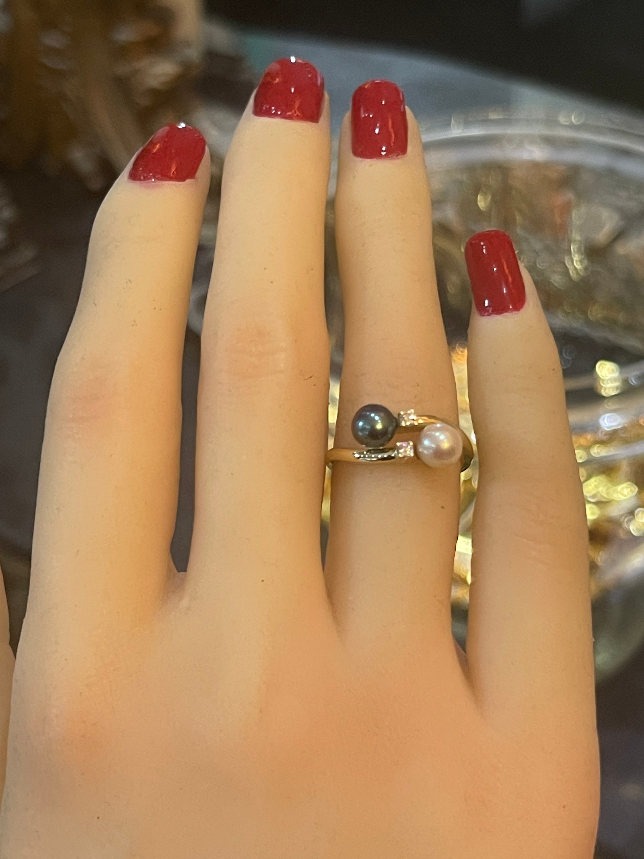 14Kゴールドパールリング ダブルパールリング ヴィンテージ 6mm