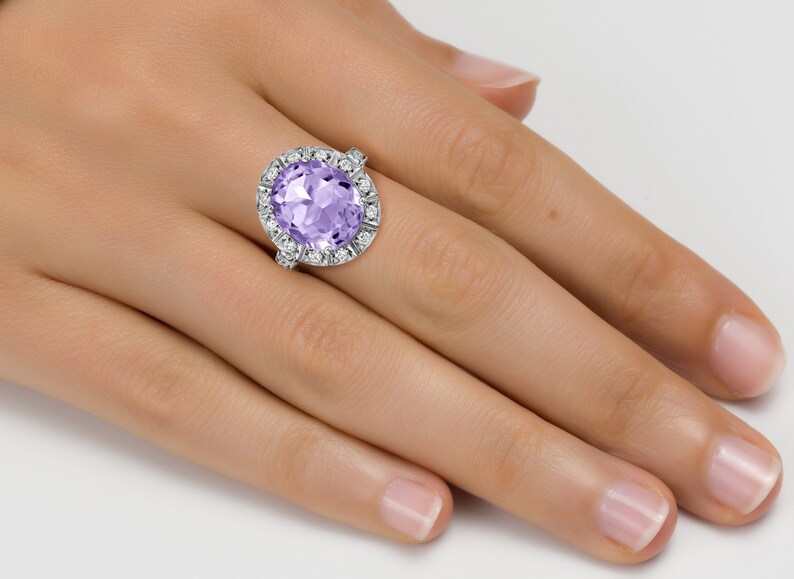 Oval Engagement Ring Gemstone Engagement Ring 14x12mm Amethyst Etsy