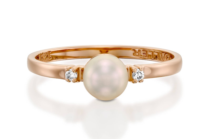 Pearl Engagement Ring Rose Gold Vintage Unique Antique Art - Etsy