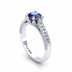 sapphire white gold vintage ring, sapphire diamond ring art deco, sapphire diamond engagement ring, sapphire leaf ring, blue sapphire ring
