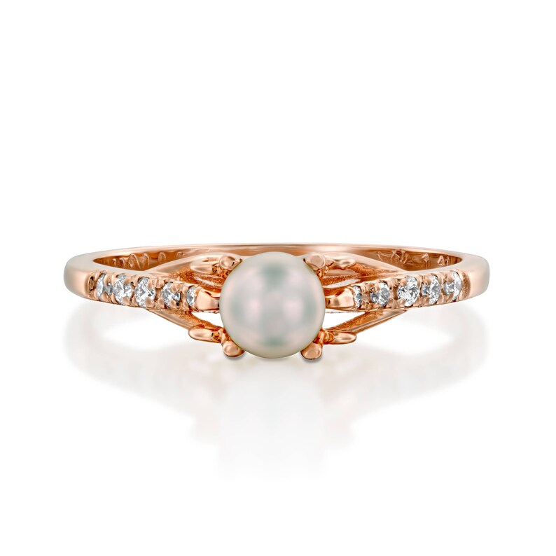 Pearl Engagement Ring Rose Gold Pearl Wedding Ring Pearl Etsy