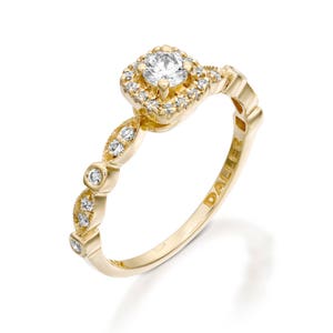Diamond engagement ring set, halo vintage engagement ring, diamond milgrain, marquise wedding ring, cushion cut halo, Gift for her