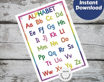 Alphabet Rainbow Print, Preschool print, Rainbow, Teacher Resources, Poster, Rainbow prints, Instant download, Educational resource, Letters