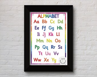 Alphabet Rainbow Print, Preschool print, Rainbow, Teacher Resources, Alphabet Poster, Rainbow prints, Instant download, Alphabet Print,