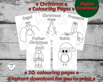 Printable Christmas Colouring Sheets, Activity Sheets, Downloadable Coloring Book, colouring sheets, Christmas colouring, Xmas Colouring