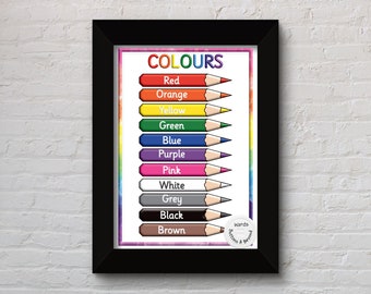 Colours Rainbow Print, Preschool print, Rainbow, Teacher Resources, Colours Poster, Rainbow prints, Instant download, Colours Print,