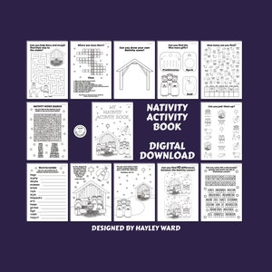 Printable Nativity activity book, Activity Sheets, Childrens Christmas Coloring Book Kids Christmas Activity Downloadable Coloring Book