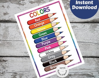 Colors Rainbow American Print, kindergarten print, Rainbow, Teacher Resources, colors Poster, Rainbow, Instant download, colors poster