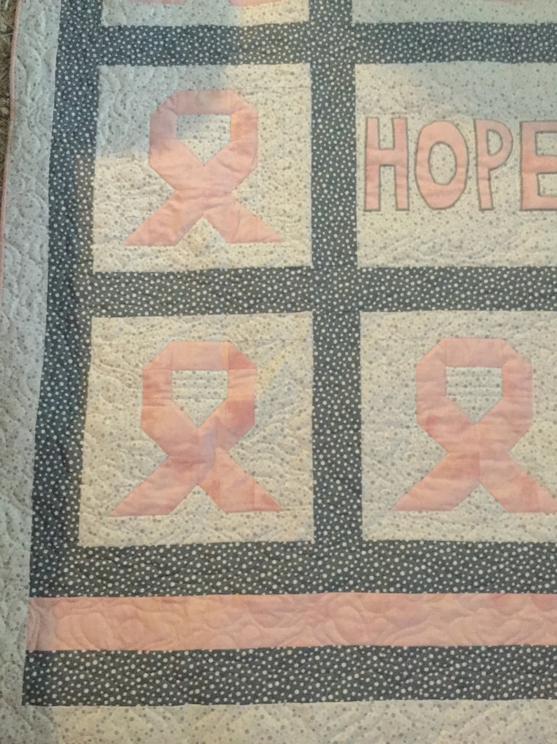 Breast Cancer Quilt Hope Pink and Gray Free Shipping Etsy