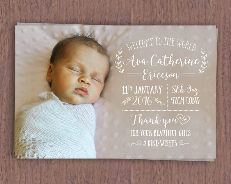 Whimsy Birth Announcement Card // Birth Announcement With Baby Etsy