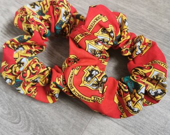 Red and Gold Argyle - standard size Hair Scrunchie Inspired by Harry Potter Gryffindor House