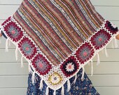 Poncho style boho hippie poncho wool poncho winter poncho tassel