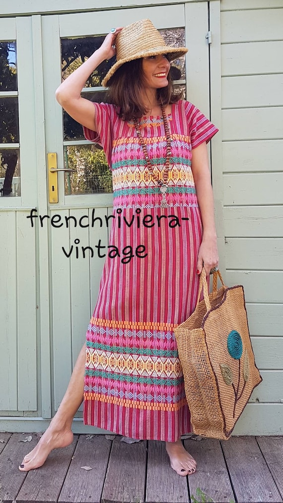 Long boho dress woven boho cotton dress long multi