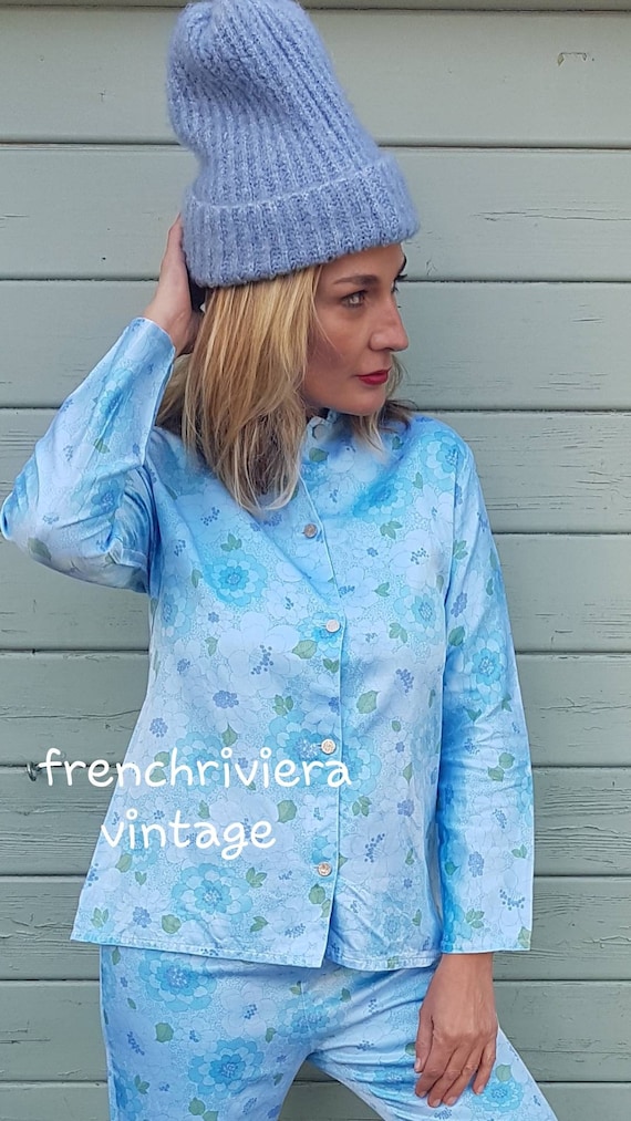 Pyjamas vintage blue pyjamas set vintage pajamas p