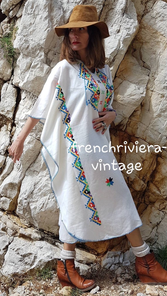 Caftan embroidered boho caftan embroidery of cotto
