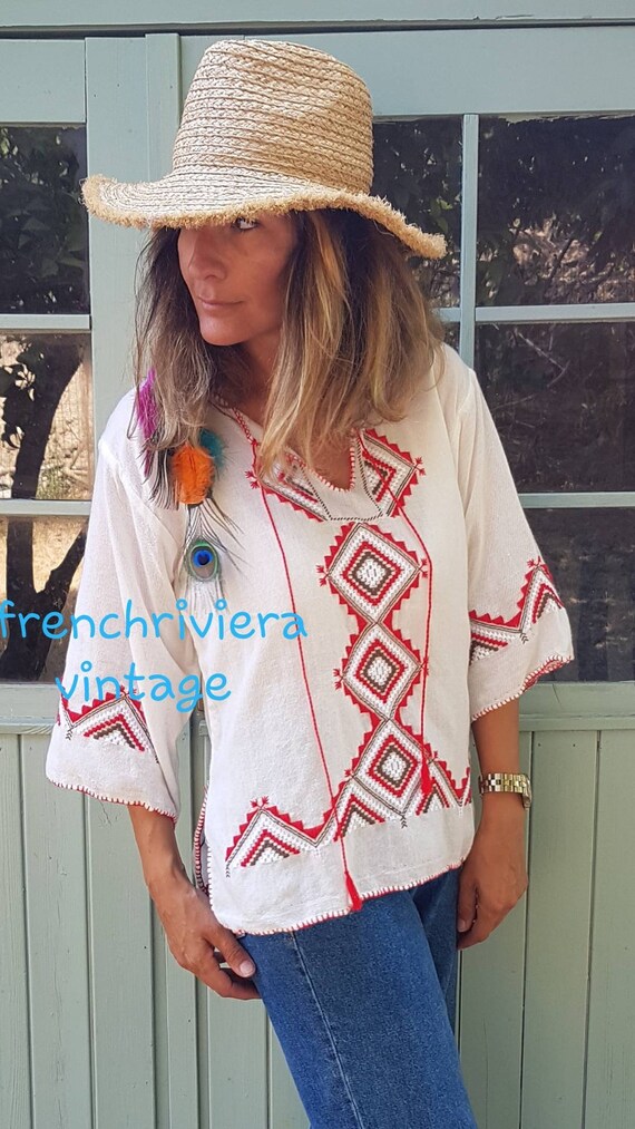 Blouse boho chic hippie style blouse embroidered h