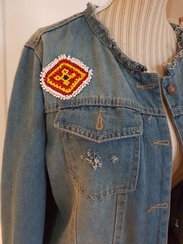Veste en jean brodée | Maje Paris