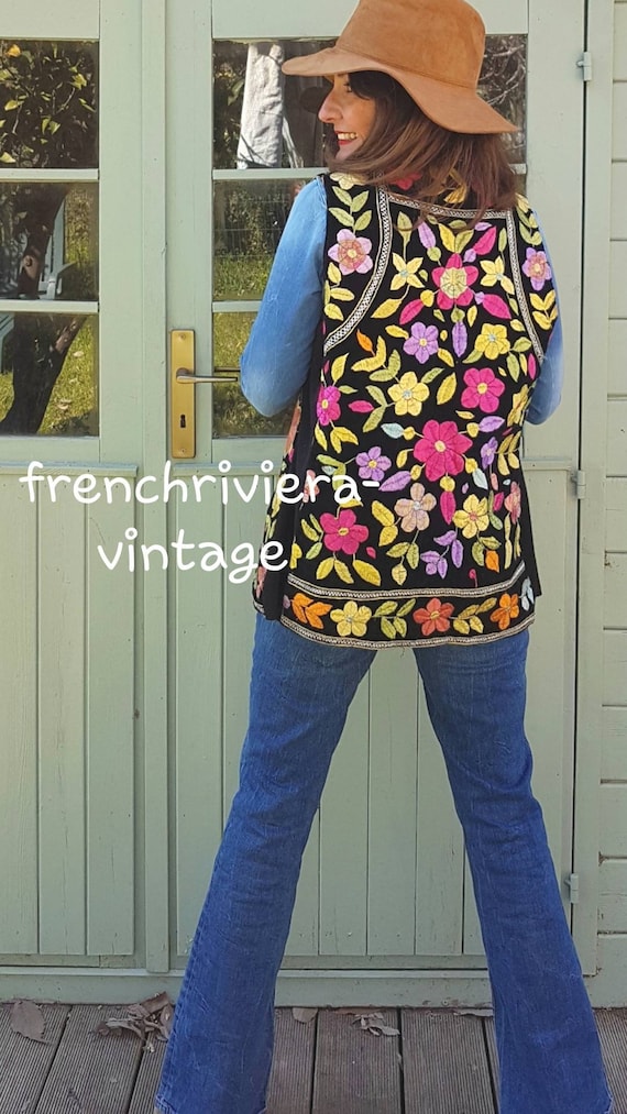Handmade Afghan jacket vintage vest Afghan embroid