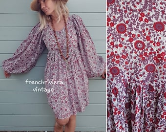 Robe courte bohème robe bohème robe style hippie robe fleurs robe voile de coton robe bohème taille M/L