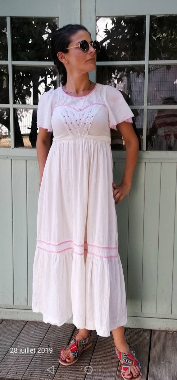 Long boho chic hippie style dress long white dress