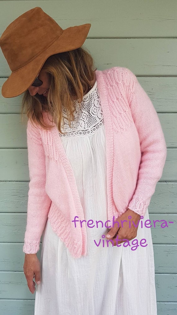 Pink vest vest pink woman knitted hand vest pink v