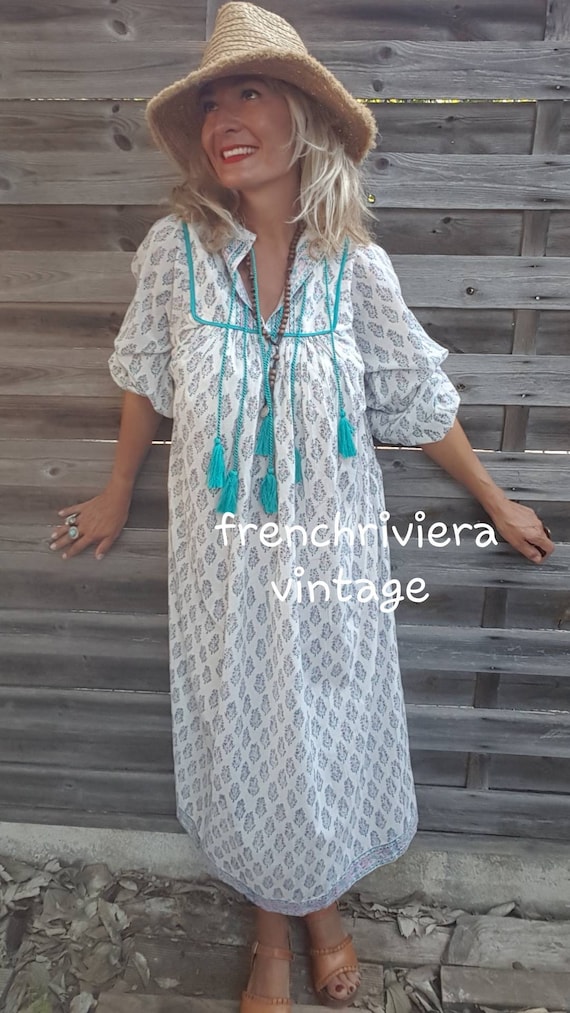 white christmas dresses Palm Desert Long Dress, Cotton Voile Navy White Criss Cross Little Boxes Xs / 6906-S505