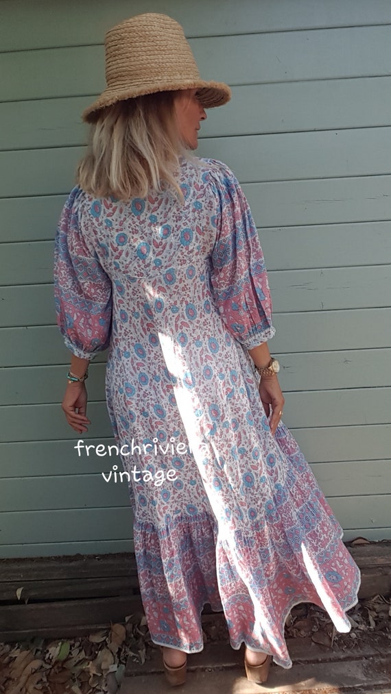 white christmas dresses Boho Midi Dress, Sundress, Kaftan Dress, Indian Flower in Navy Black / M main image 0