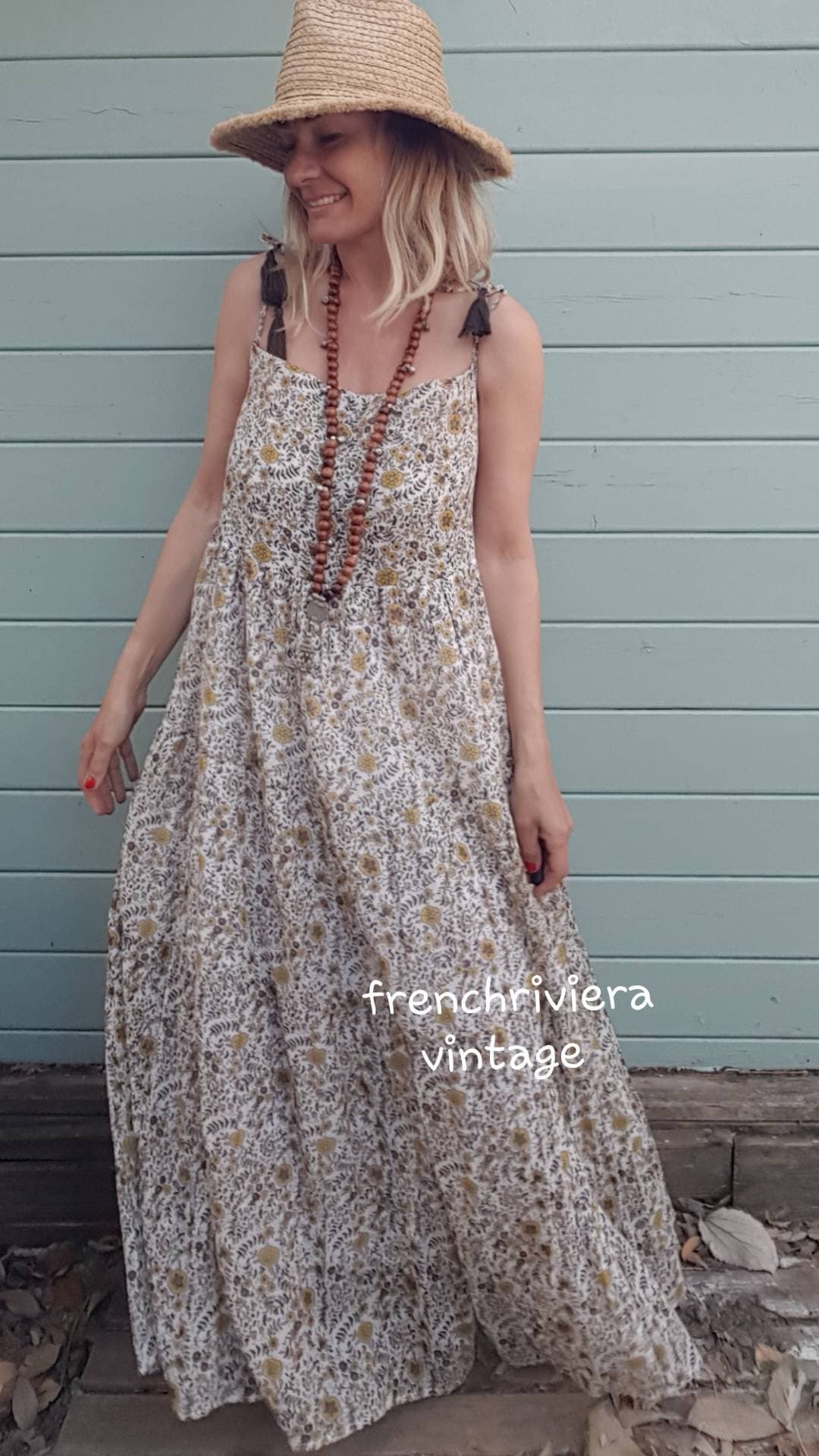 Long Boho Dress Long Hippie Style Dress Flower Dress Cotton Voile Dress ...