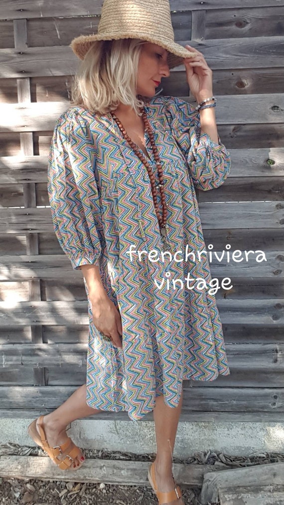 indian cotton boho dresses online Buy Mid-length Dress Hippie Style Geometric Dress Striped Colored Dress Dress Multicolor Dress Balloon Sleeve Dress in India Anderson Maxi Dress, in womens-collection Color:Bluestone I already washed a