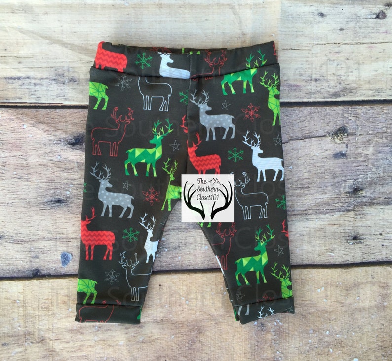 Boy Coming Home Outfit Reindeer Red Green Gray White Baby Outfit Boys Christmas Outfit Custom Names
