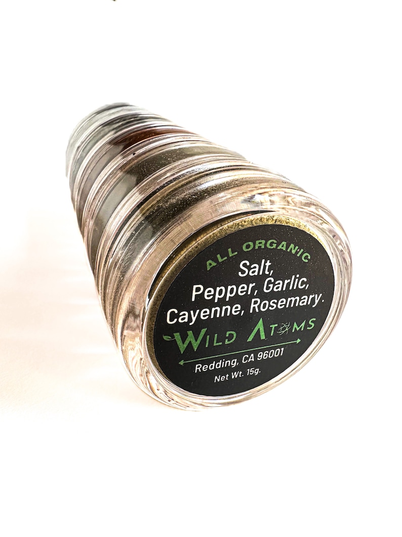 Travel Camp Spice Rack NICE RACK Organic Filled 5 Herbs Mini Kit for Gift, Camping, Bushcraft