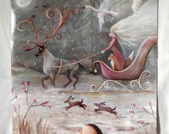 Winter Wonderland Art Card: Yule Christmas Greeting, 14x14cm