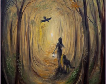 Finding Me - Print by Magic Paintings, Forest, Spirit animal, enchantment, shamanic art